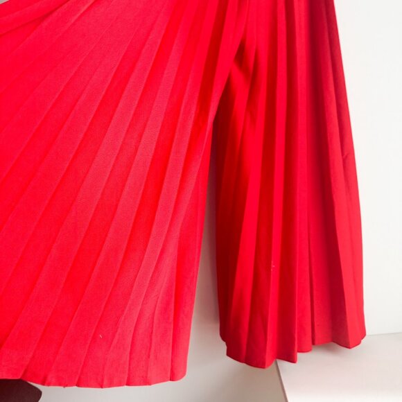 Vintage 70s Pleated Super Wide Leg Palazzo Pants Bright Red XS/S - Picture 3 of 6